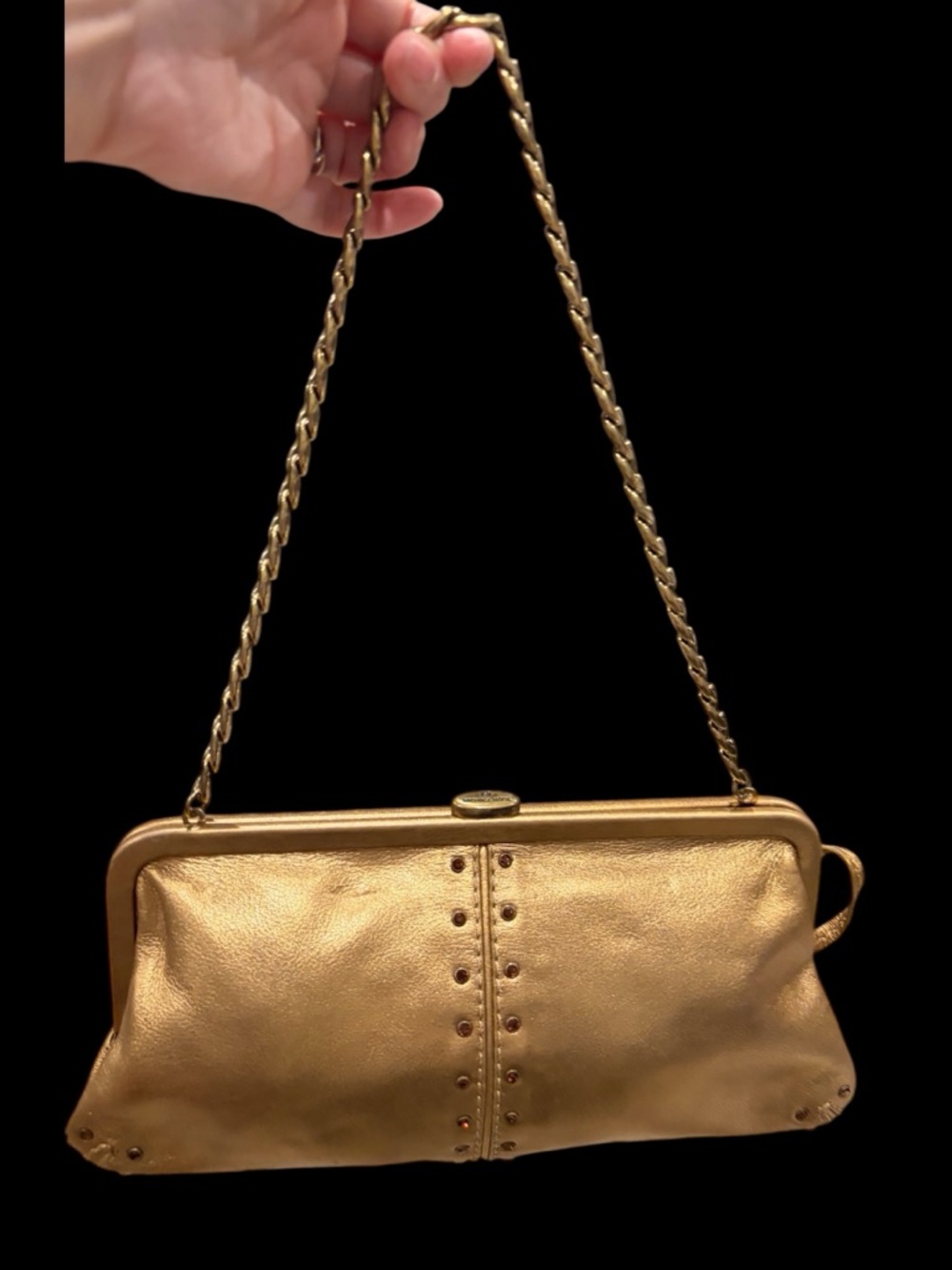 MICHAEL Michael Kors Gold Metallic Chain-HandleClutch - Picture 4 of 5